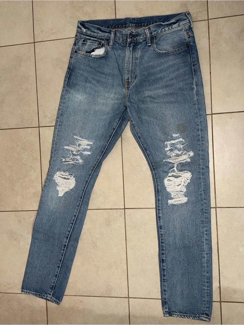 Levi's Slim Straight Distressed Blue Jeans